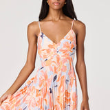 ASTR The Label Blythe Orange Blue Floral Midi Dress