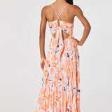 ASTR The Label Blythe Orange Blue Floral Midi Dress