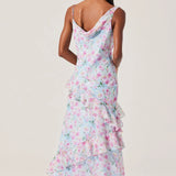 ASTR The Label Levina Asymmetric Floral Ruffle Dress
