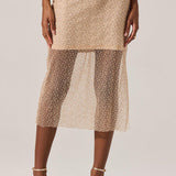 Messina Pearl Embellished Midi Skirt in Champagne