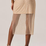 Messina Pearl Embellished Midi Skirt in Champagne
