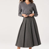 Bowie Heather V-Neck Sweater in Heather Grey