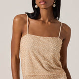 Messina Pearl Embellished Top in Champagne