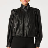 Estero Faux Leather Bomber Jacket