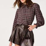 ASTR the Label Alyssa Plaid Ruffle Collar Blouse
