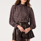 ASTR the Label Alyssa Plaid Ruffle Collar Blouse