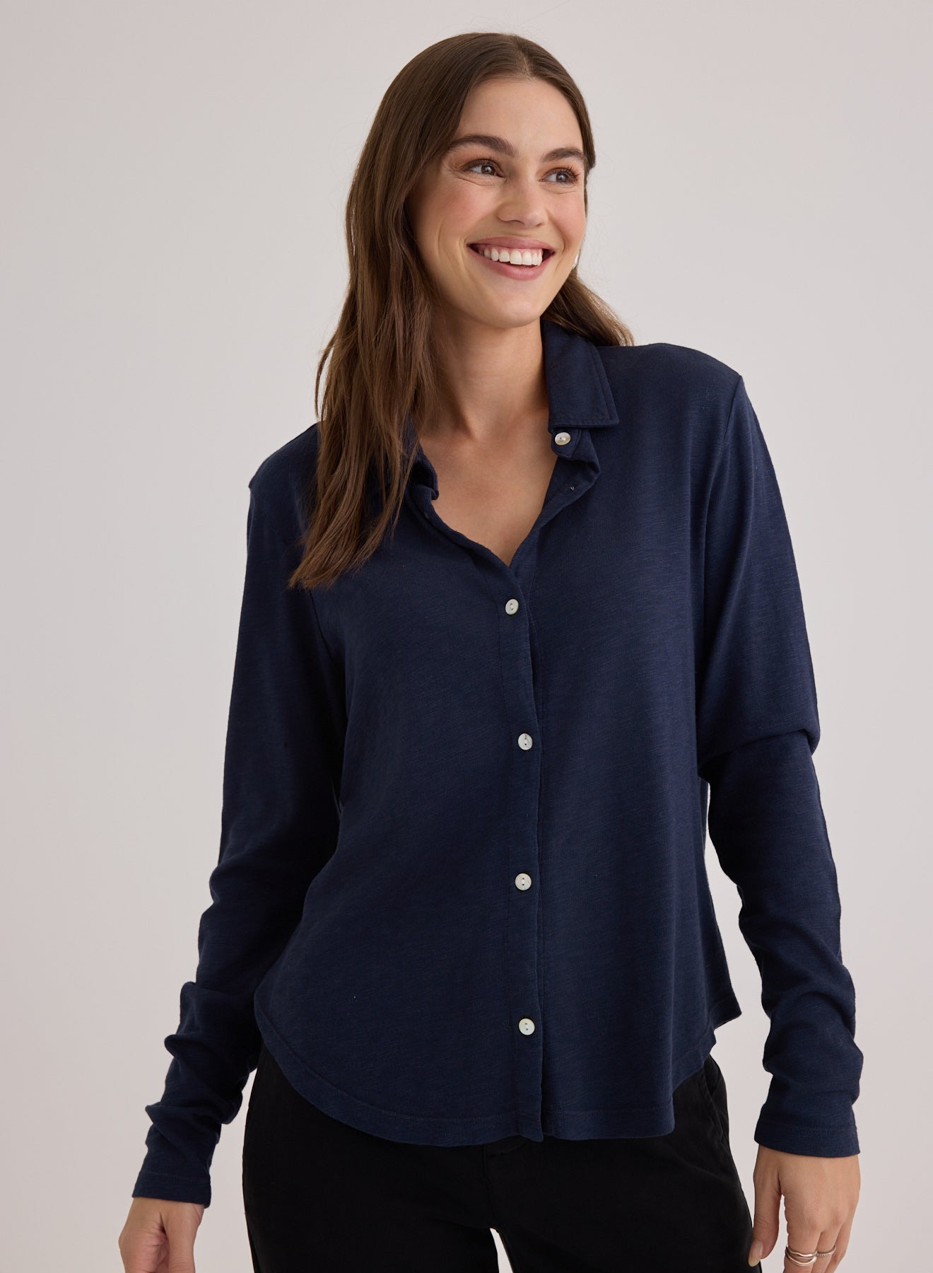 B2241-G55-302 - BUTTON UP KNIT TOP