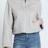 The Zig-Zag Textured Zip-Up in Silber Taupe