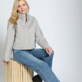 The Zig-Zag Textured Zip-Up in Silber Taupe