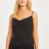 Caballero Collection Leelee Black Beaded Mesh Top
