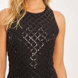 Caballero Collection Jovana Black Openwork Sequin Dress