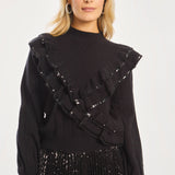 Caballero Olivia Black Sequin Trim Sweater