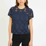 Carmen Top in Navy Lace