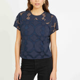 Carmen Top in Navy Lace