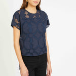 Carmen Top in Navy Lace