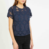 Carmen Top in Navy Lace
