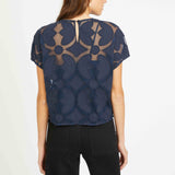 Carmen Top in Navy Lace