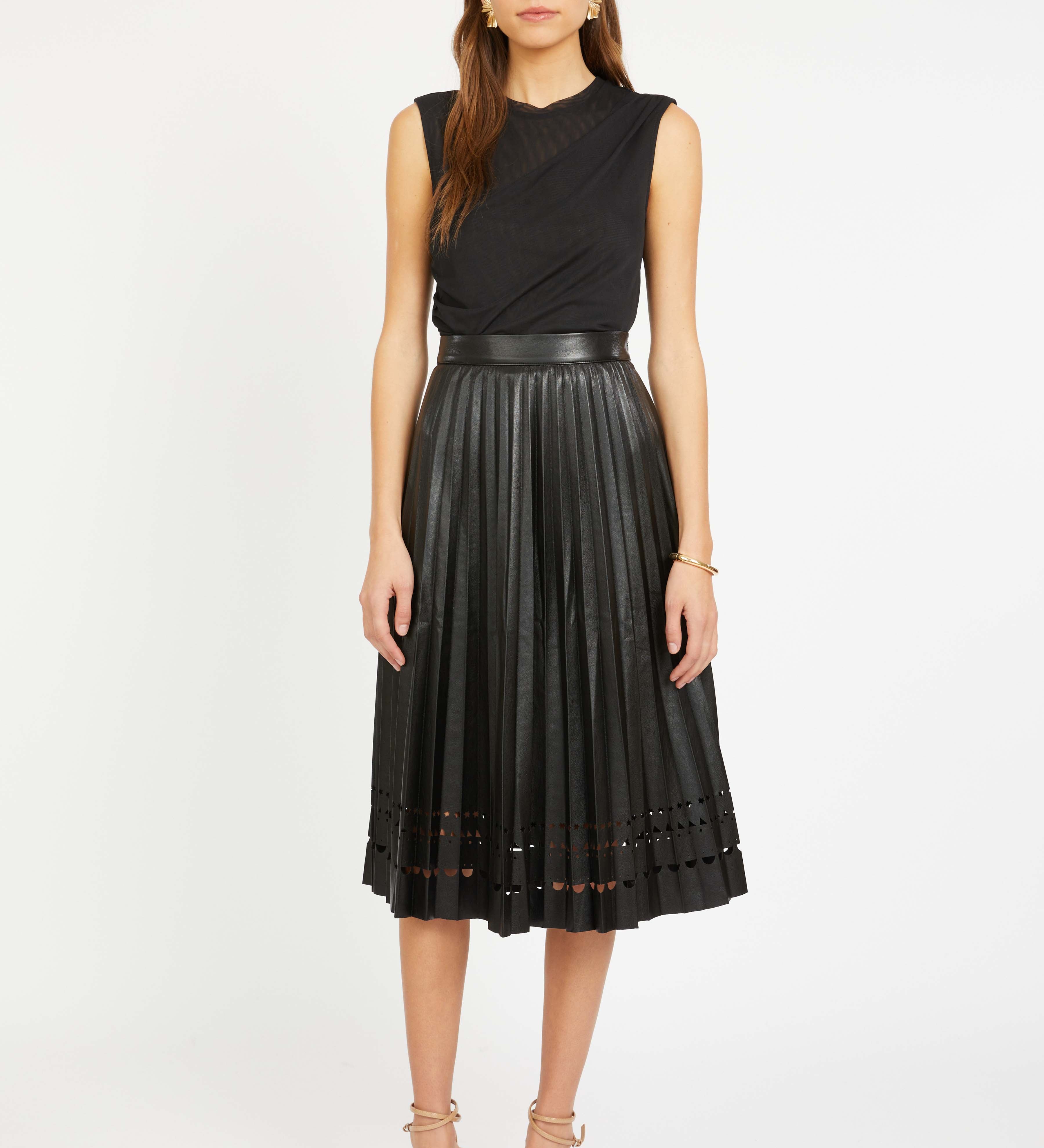 Alana Skirt in Black Vegan Leather
