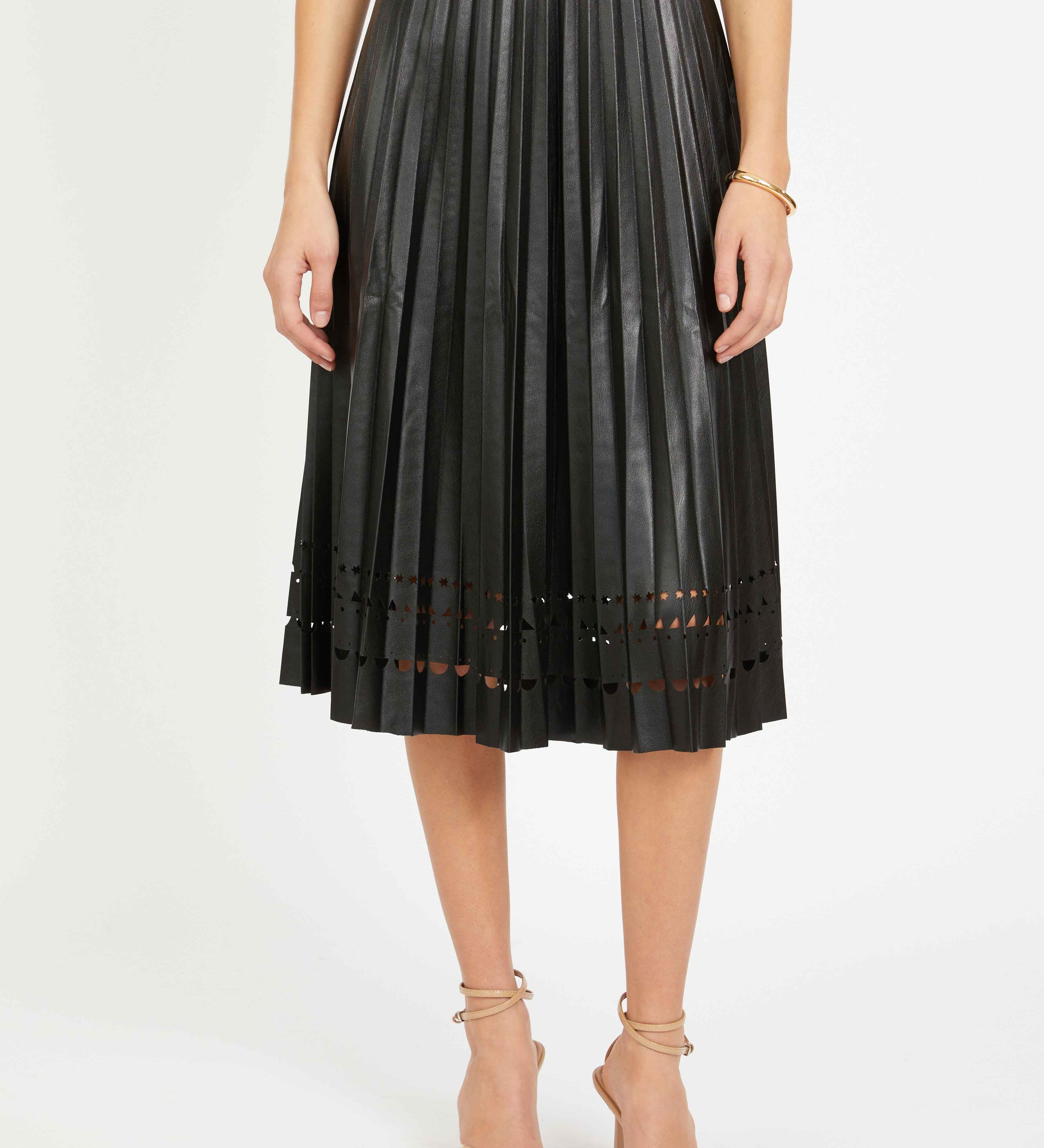 Alana Skirt in Black Vegan Leather