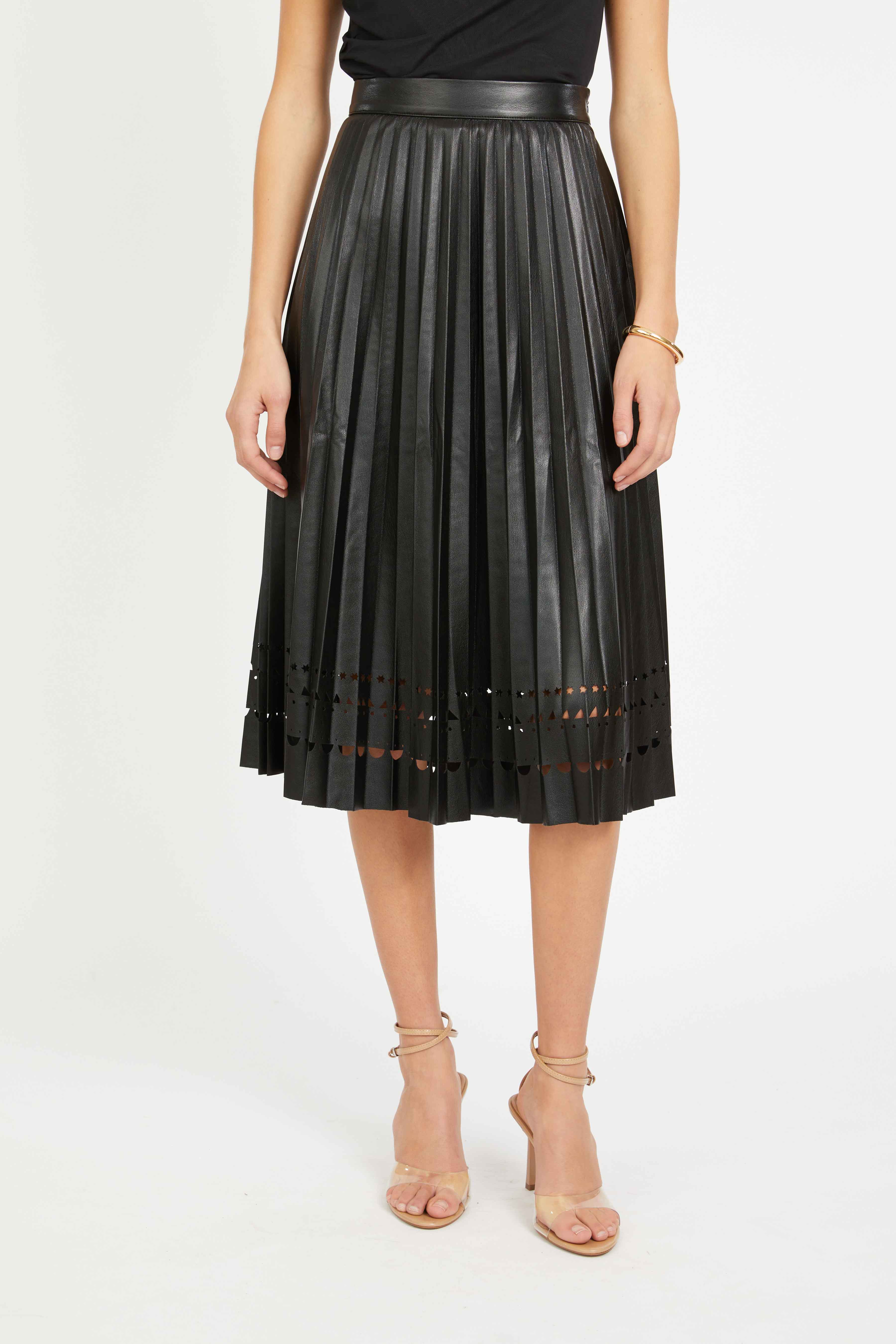Alana Skirt in Black Vegan Leather
