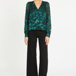 Ruby Top in Sea Moss Silk Geo Burnout