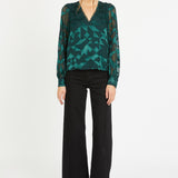 Ruby Top in Sea Moss Silk Geo Burnout