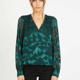 Ruby Top in Sea Moss Silk Geo Burnout