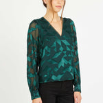 Ruby Top in Sea Moss Silk Geo Burnout