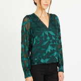 Ruby Top in Sea Moss Silk Geo Burnout