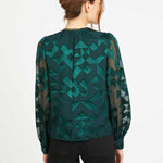 Ruby Top in Sea Moss Silk Geo Burnout