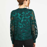 Ruby Top in Sea Moss Silk Geo Burnout