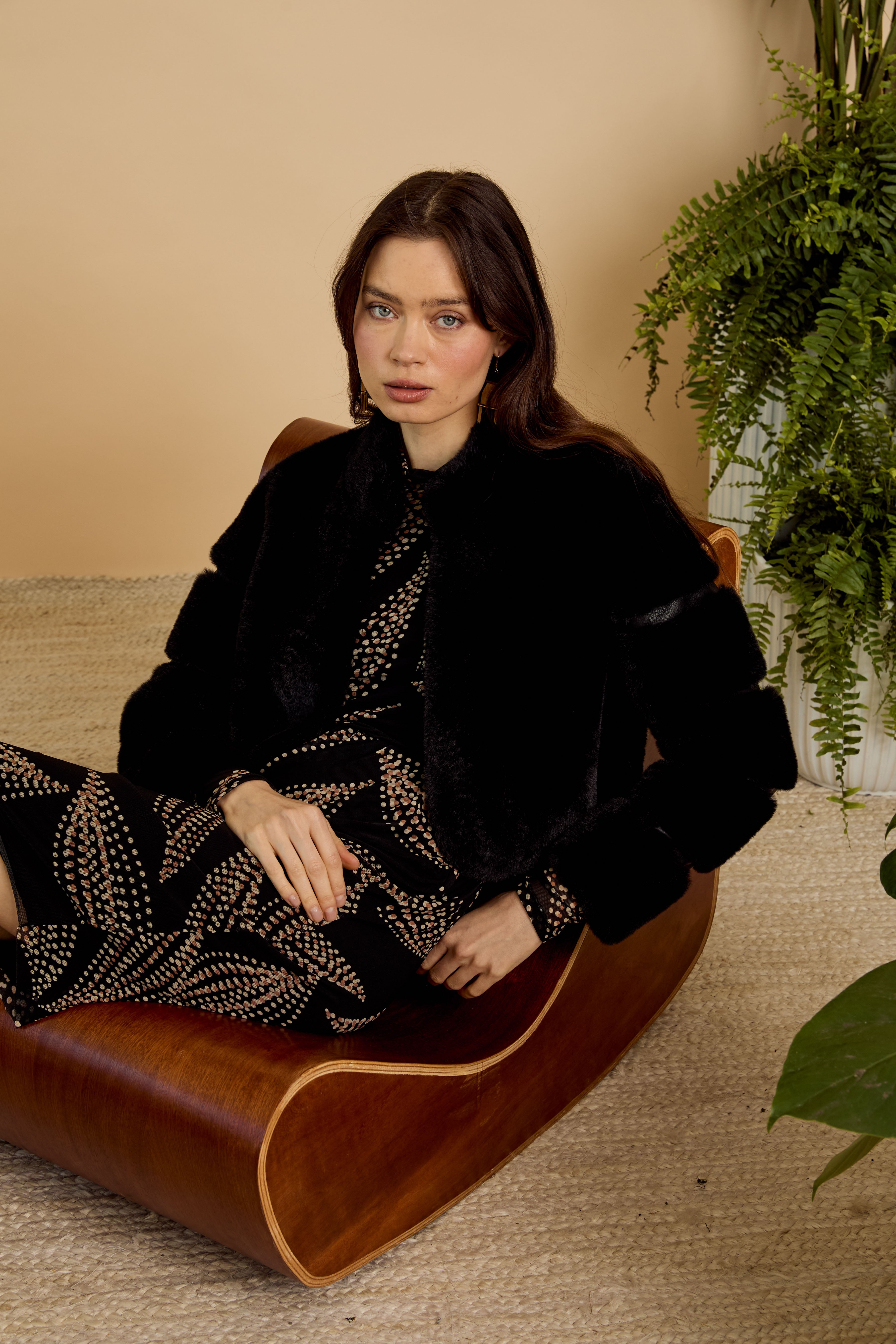 Abril Faux Fur Jacket in Black