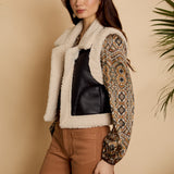 Cove Vest in Cream / Black