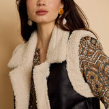 Cove Vest in Cream / Black