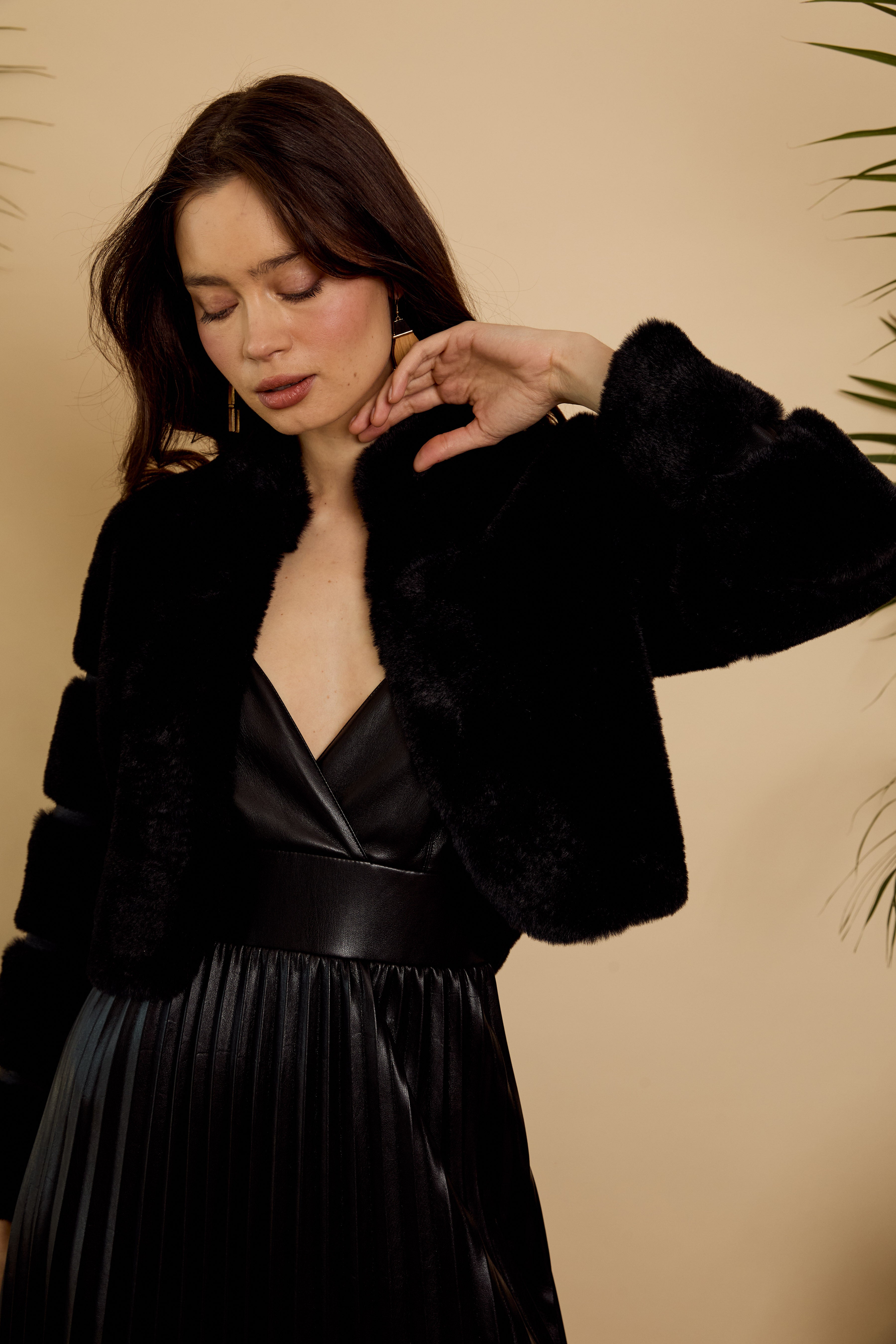 Abril Faux Fur Jacket in Black