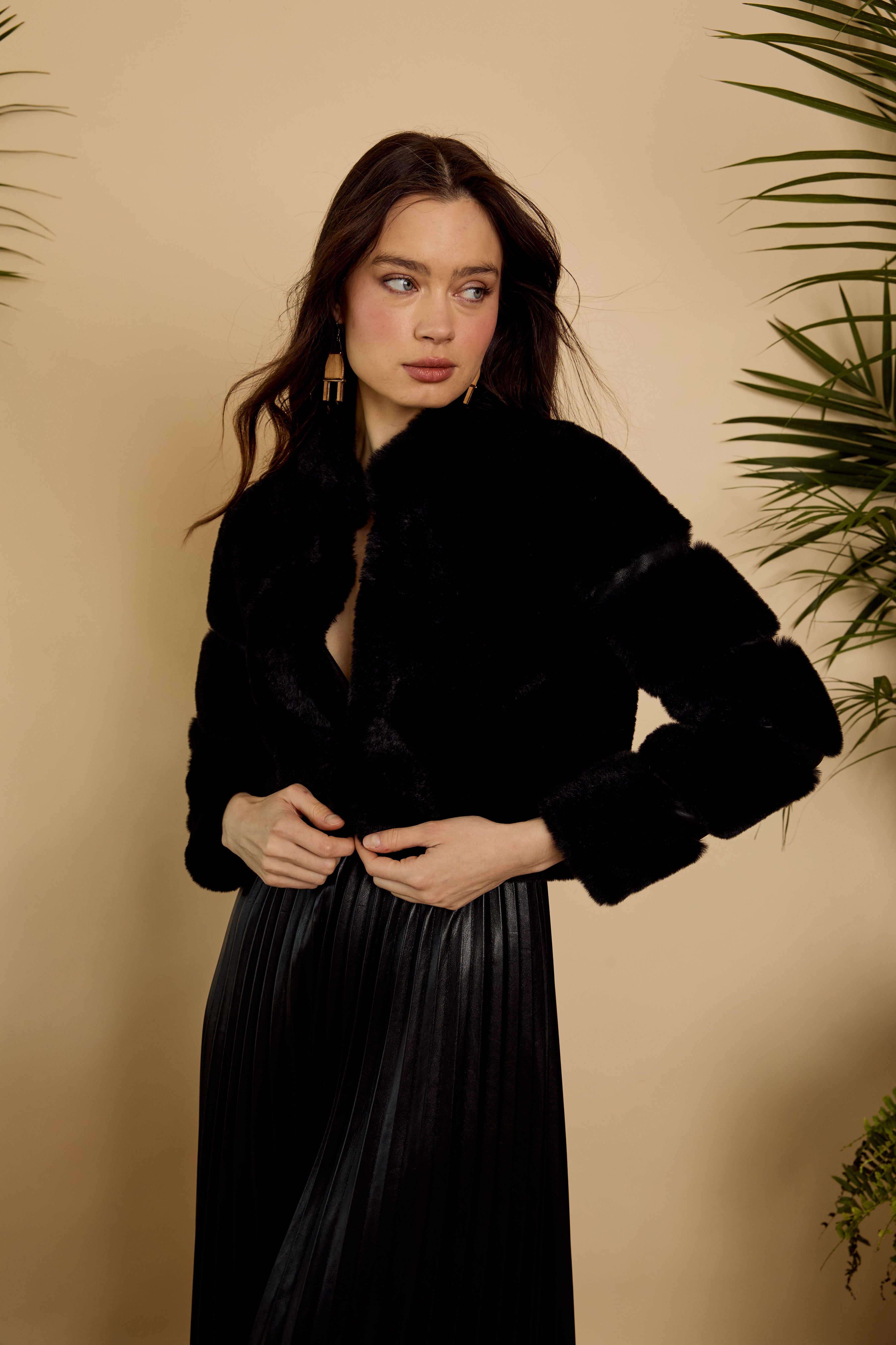 Abril Faux Fur Jacket in Black