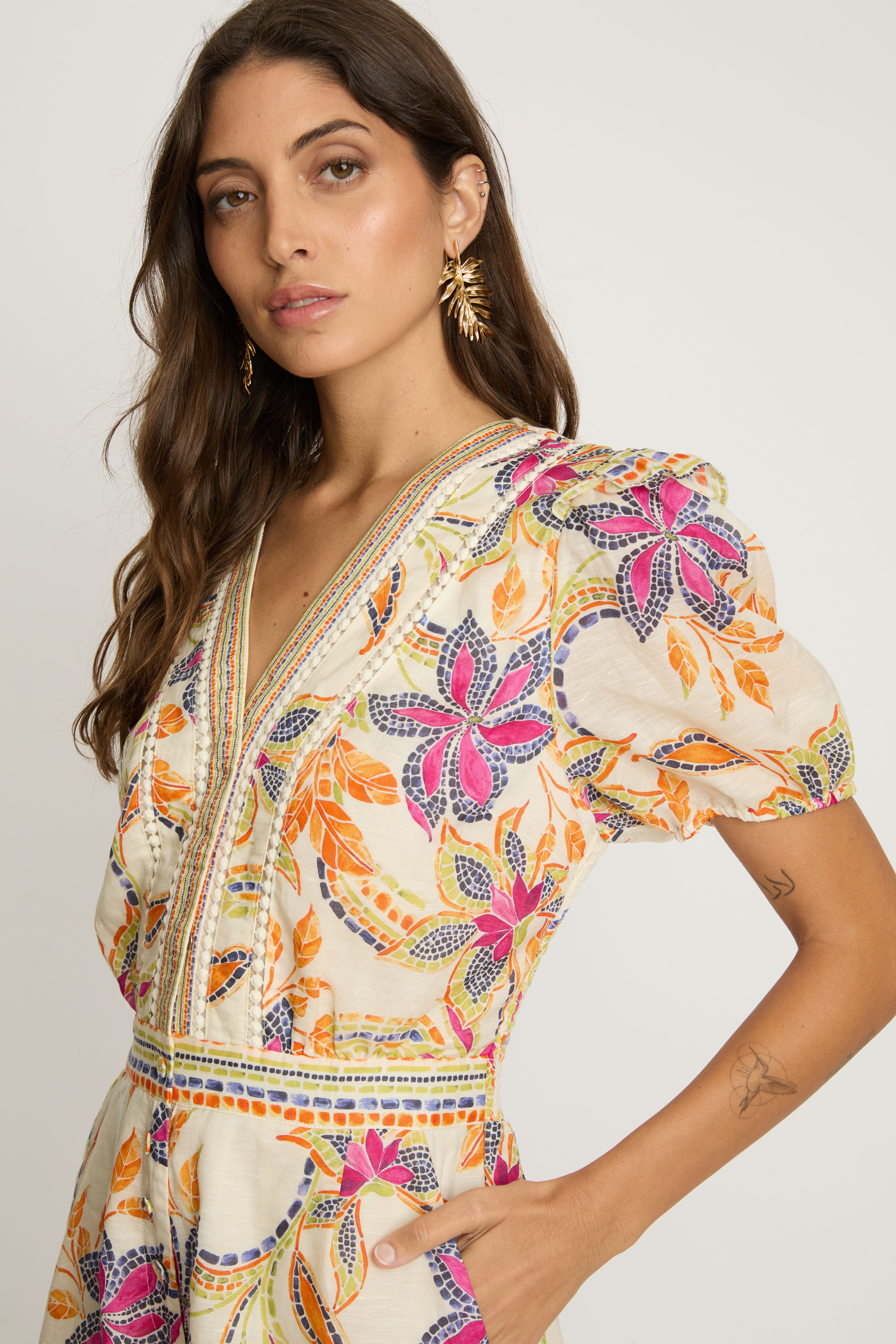 Dany Romper in Stitched Flower
