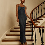Jayda Dress in Teal Metallic Knit