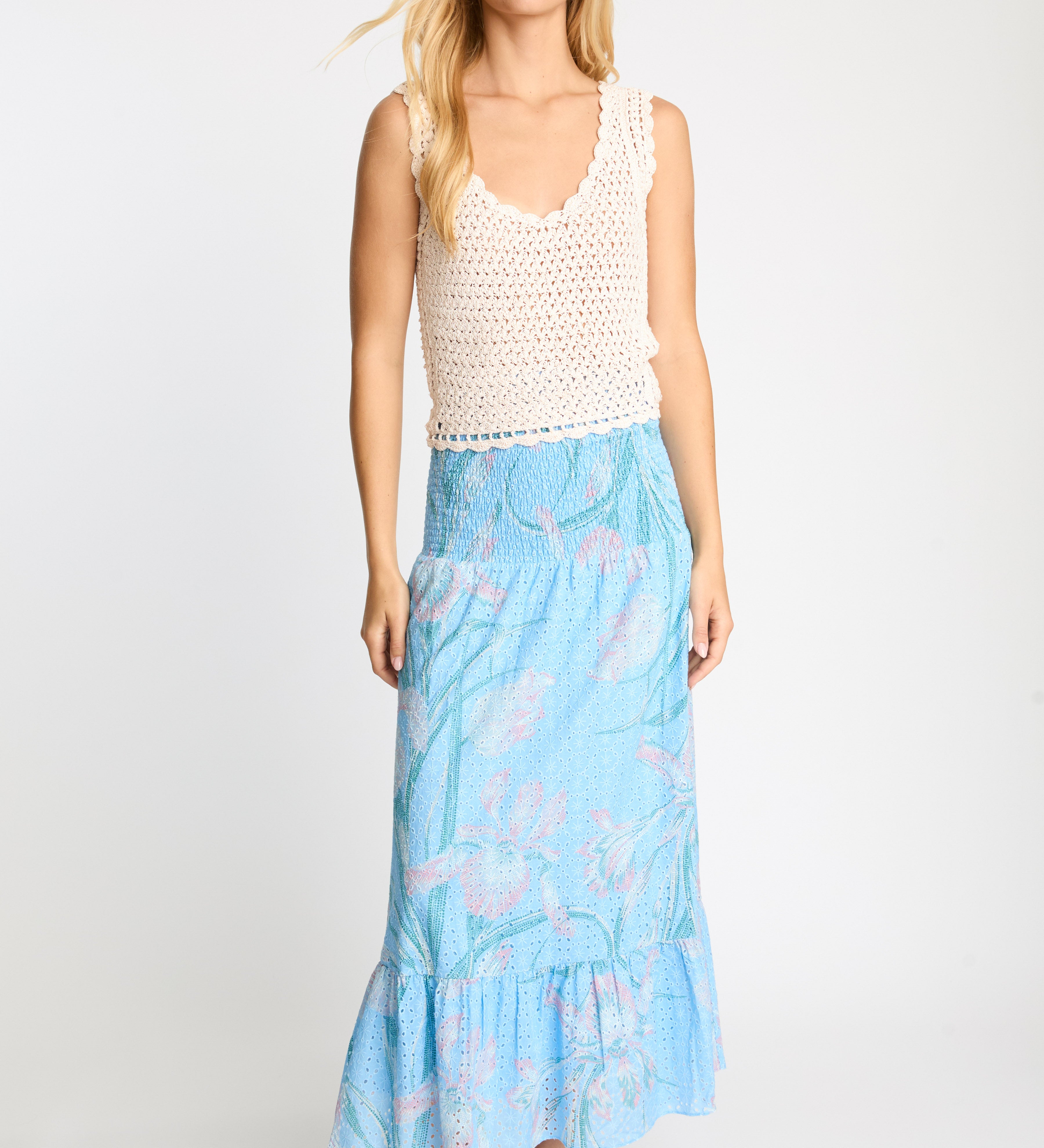 Chablis Skirt in Blue Ink & Bloom