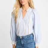 Lena Top in Blue/White Seersucker