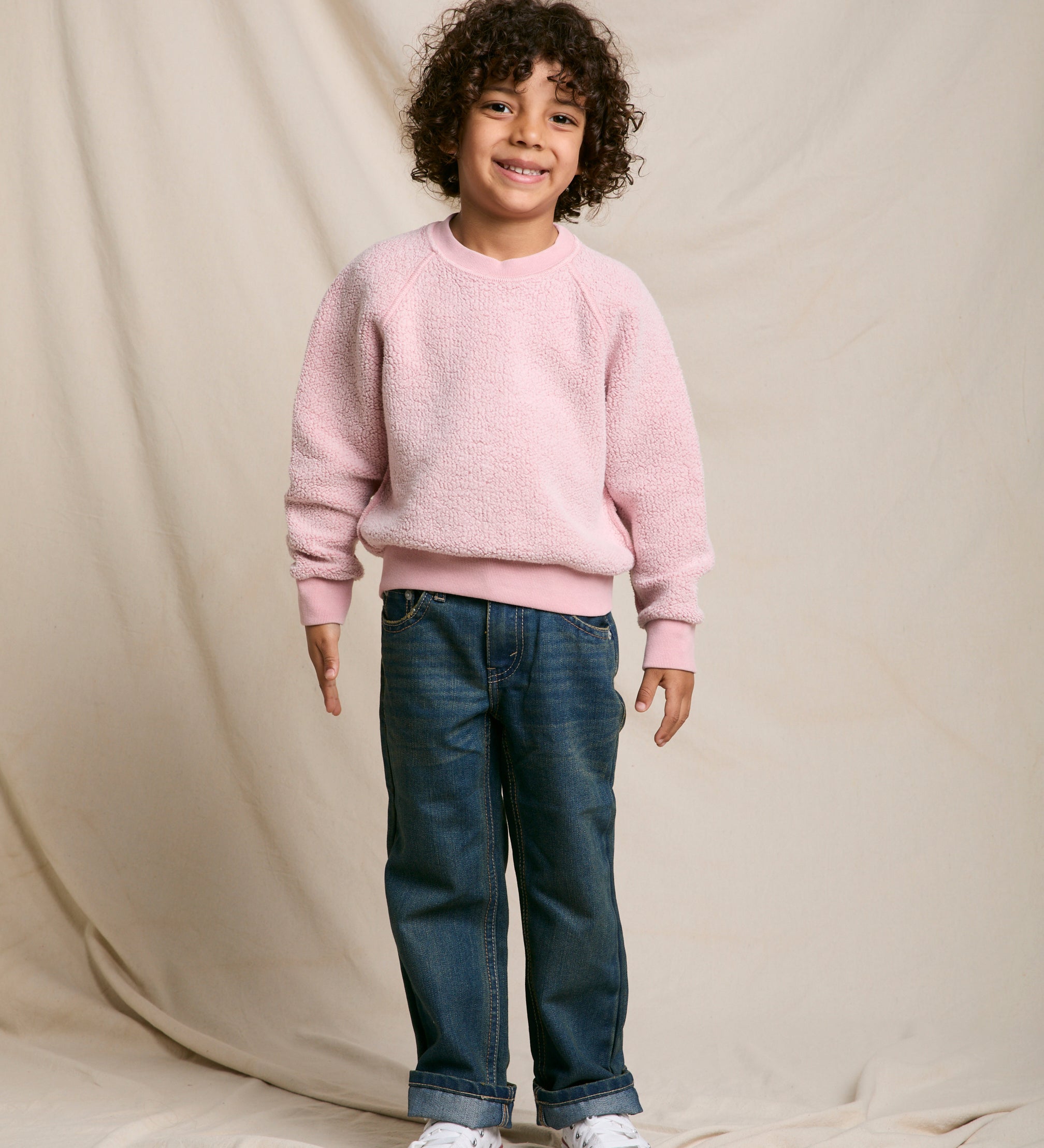 PK100 - kids ziggy - inside out fleece long sleeve shrunken crewneck sweatshirt - Mommy + Me