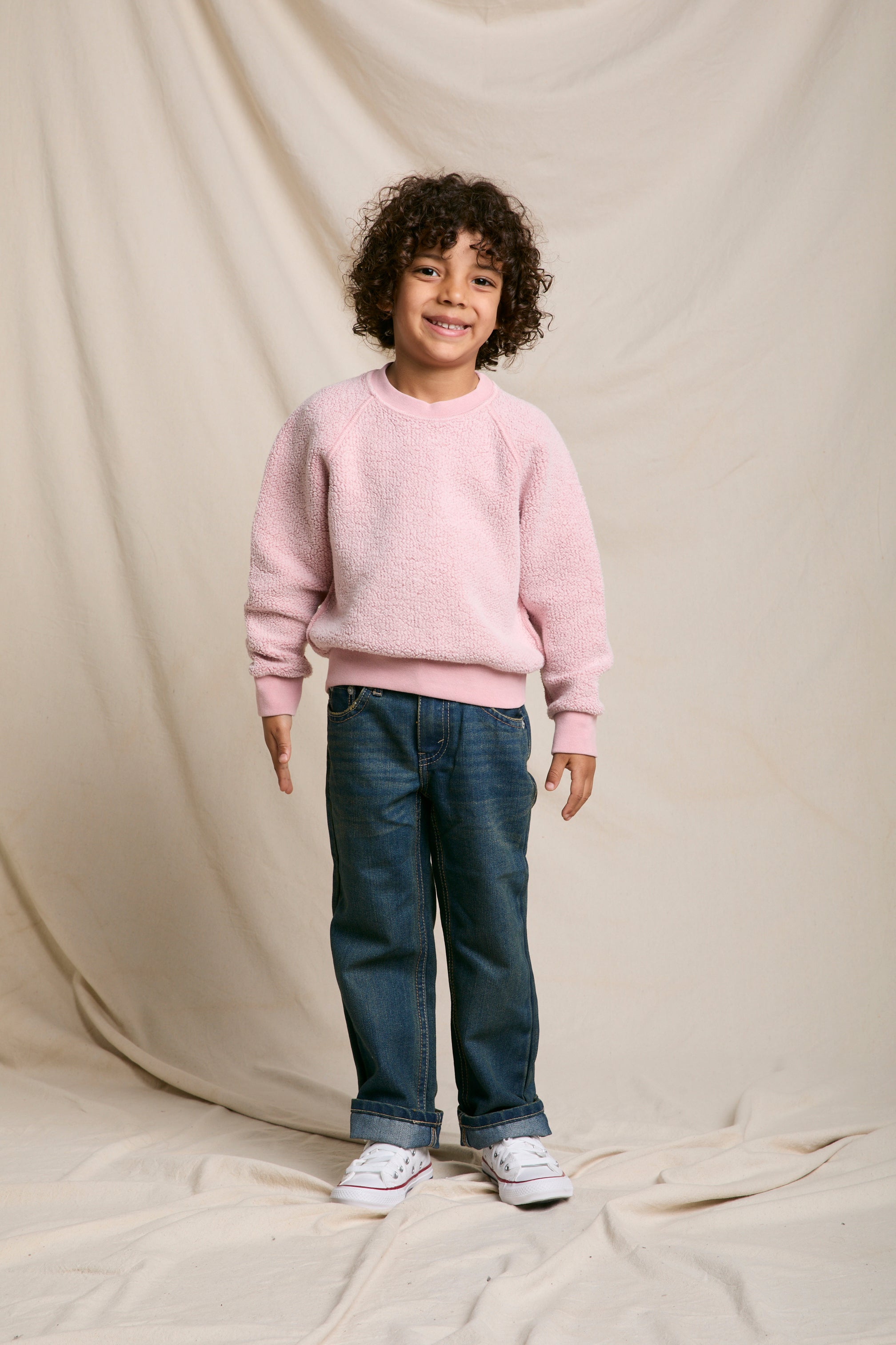 PK100 - kids ziggy - inside out fleece long sleeve shrunken crewneck sweatshirt - Mommy + Me