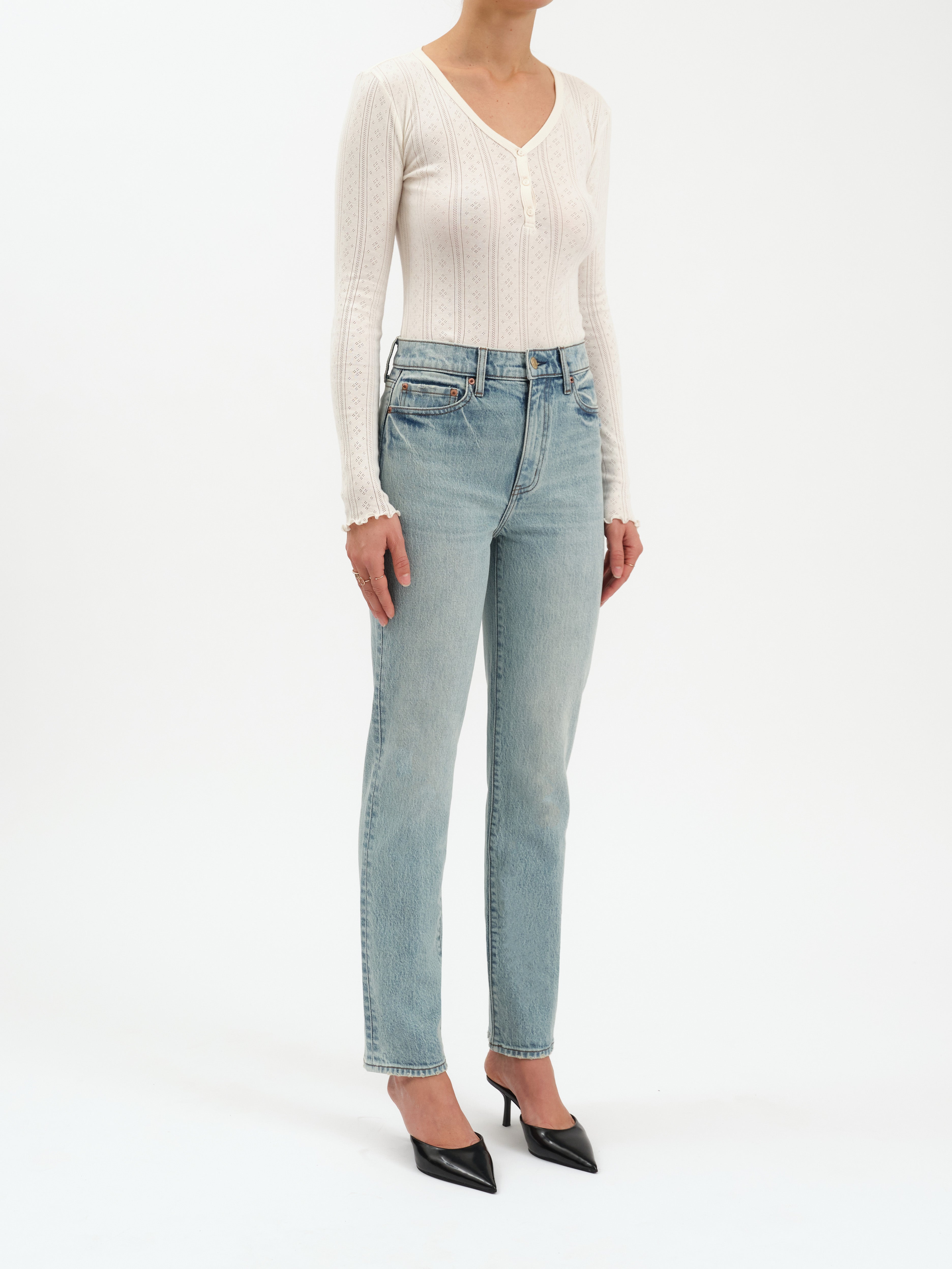 SMARTY PANTS HIGH RISE SLIM STRAIGHT