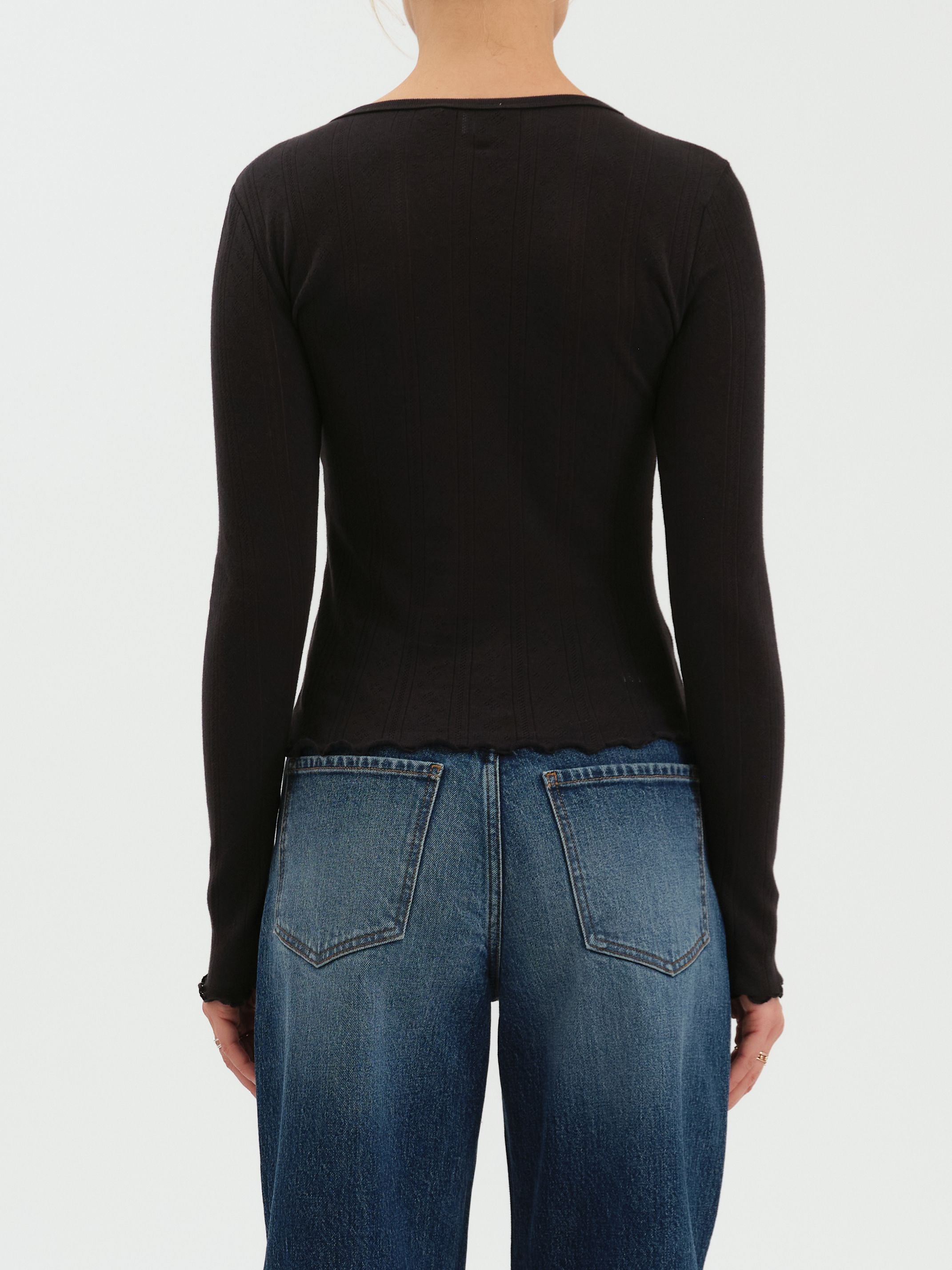 BUNNY EVERYDAY DAZE V-NECK L/S POINTELLE HENLEY