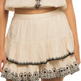 Elan Embroidered Tiered Ruffle Skirt