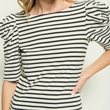Emery Boat Neck Top in Cross Walk Stripe