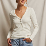 PerfectWhiteTee Evangeline Sweater Rib Longsleeve V Neck
