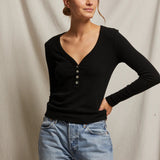 PerfectWhiteTee Evangeline Sweater Rib Longsleeve V Neck