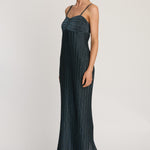 Jayda Dress in Teal Metallic Knit