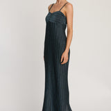 Jayda Dress in Teal Metallic Knit